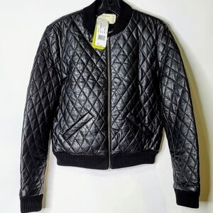 Nicole Miller Artelier Quilted leather Bomber jacket
